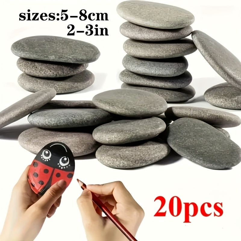Aquarium Decoration Rock - 20Pcs Natural River Rocks Smooth Flat