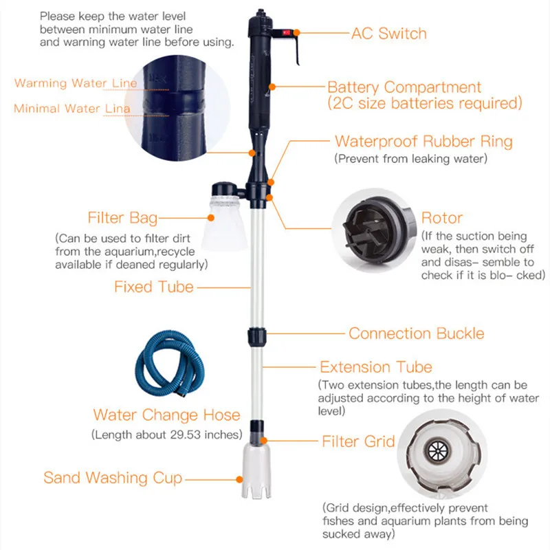Electric Water Changer Vacuum  - Aquarium Fish Waste Collector recension och pris